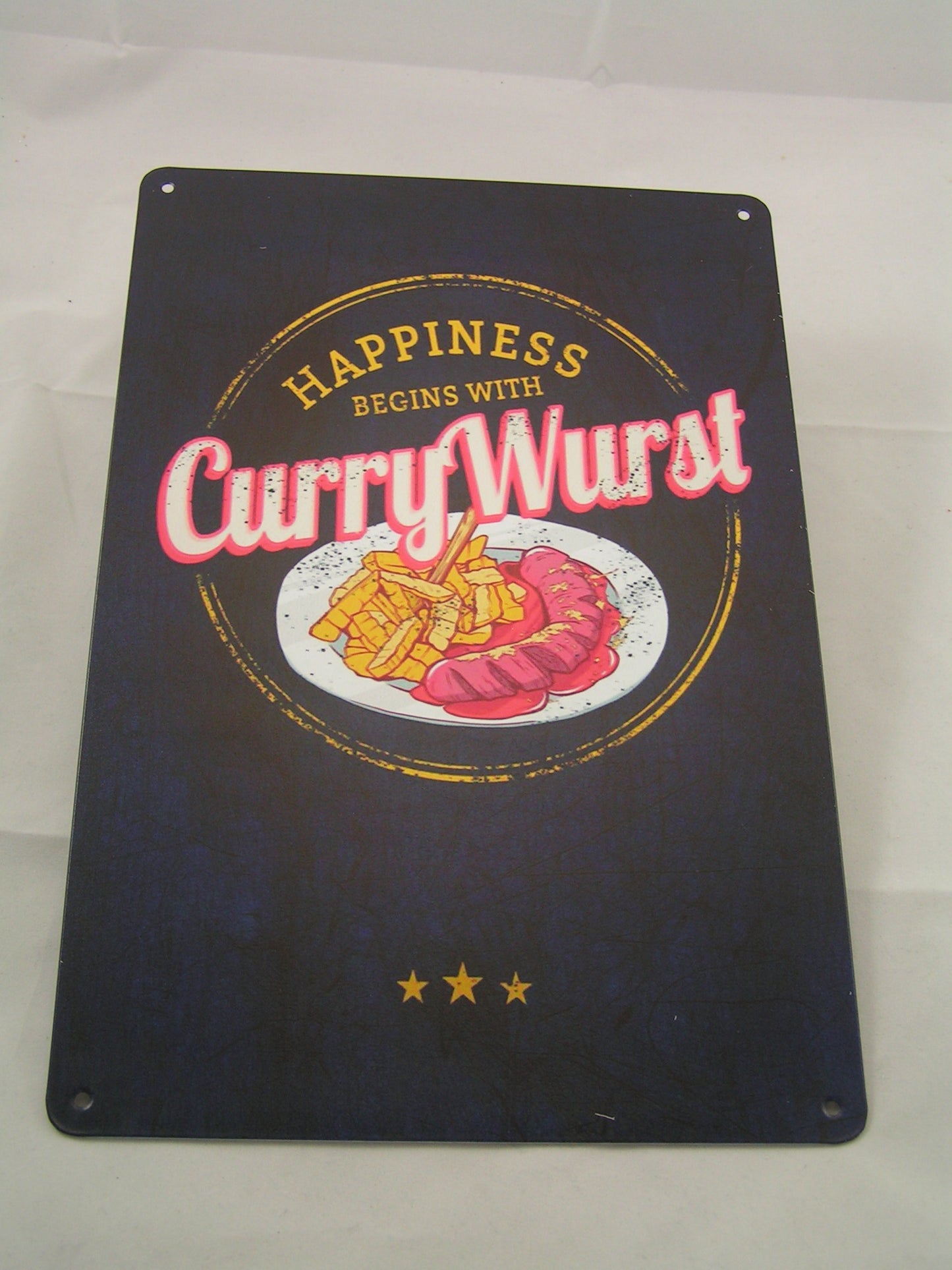 Schild " Glücklich mit Currywurst"